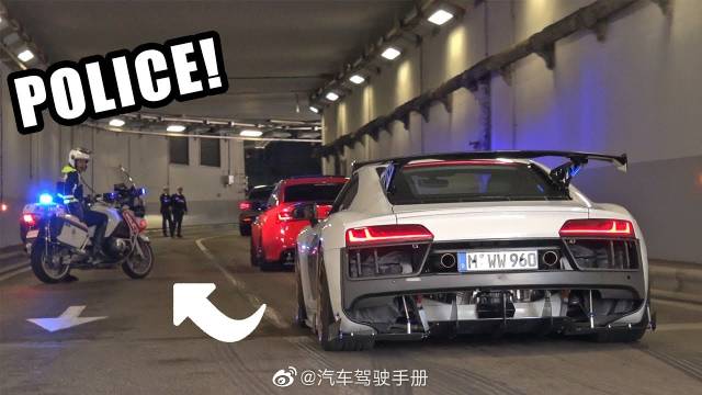 超级跑车在隧道里发疯了!!-警察，发射，燃烧和加速!