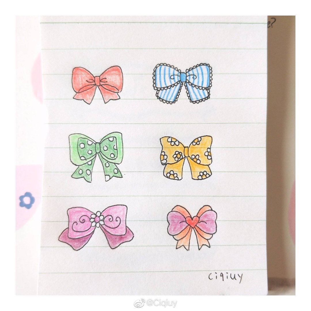 简笔画下多种多样的蝴蝶结少女感爆棚 送给可爱的你们