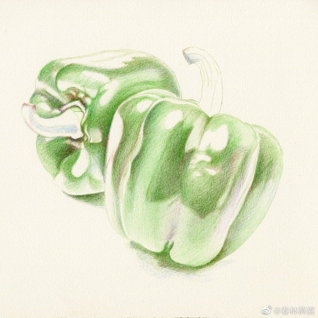 一对青椒画好了,正在想是炒鸡蛋还是土豆片|土豆片|炒鸡蛋|水彩纸