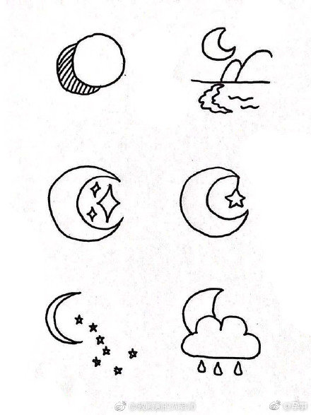 天空天气主题的简笔画手账素材 ~教孩子边学边画吧~(作者