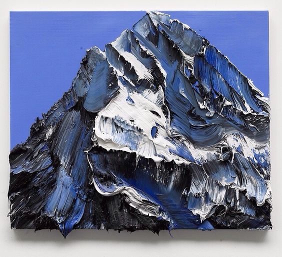 立体纹理雪山油画 瑞士艺术家conrad jon godly