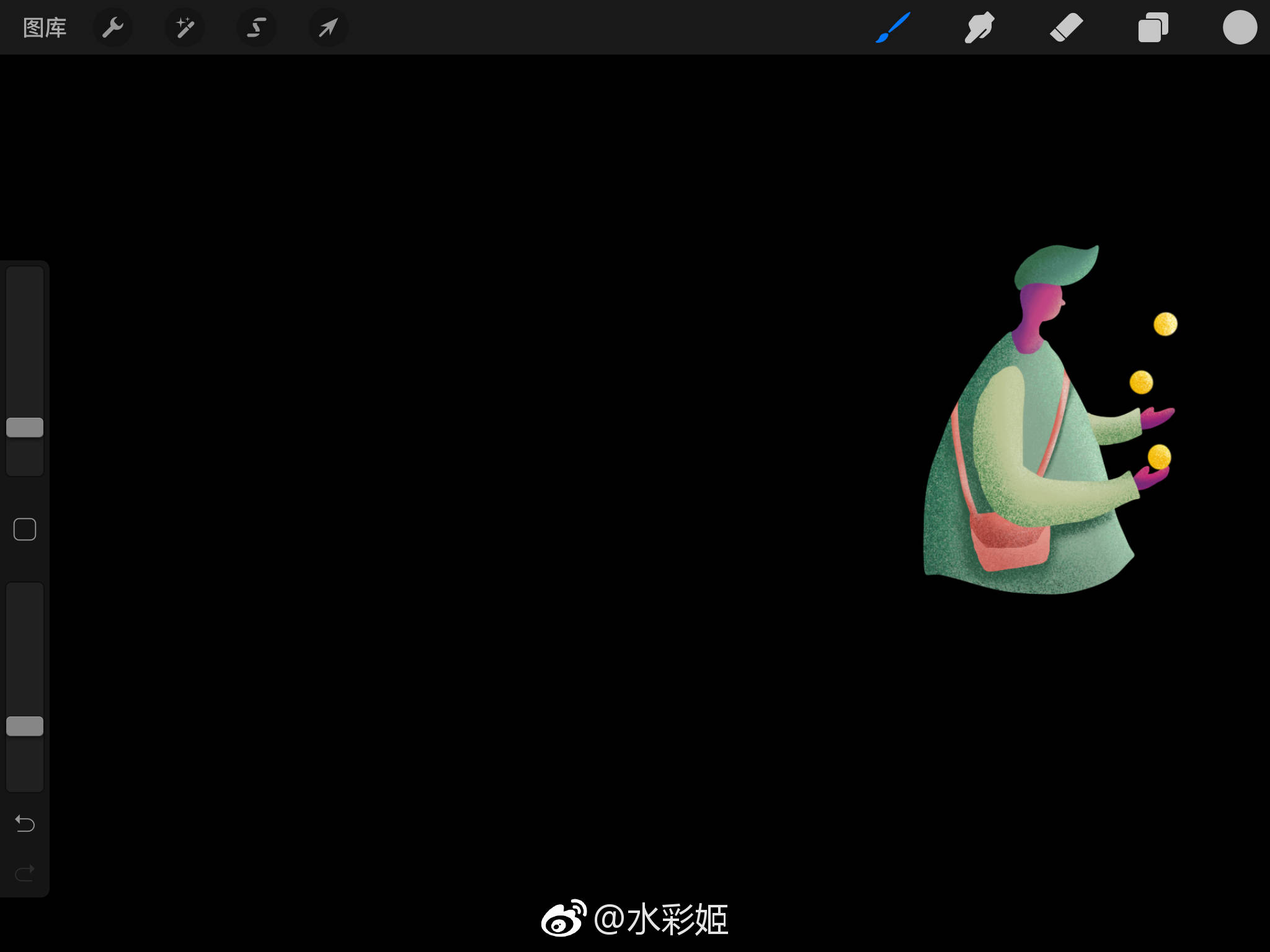 临摹procreate大神的画,自己有做小小改动,ipad画画真的太好玩了