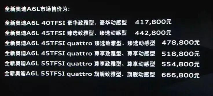 集年轻、科技、运动于一身，全新奥迪A6L上市售：41.78-66.68万