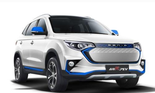 纯电SUV森雅R7 EV400，沿用现款设计风格，综合续航里程375km