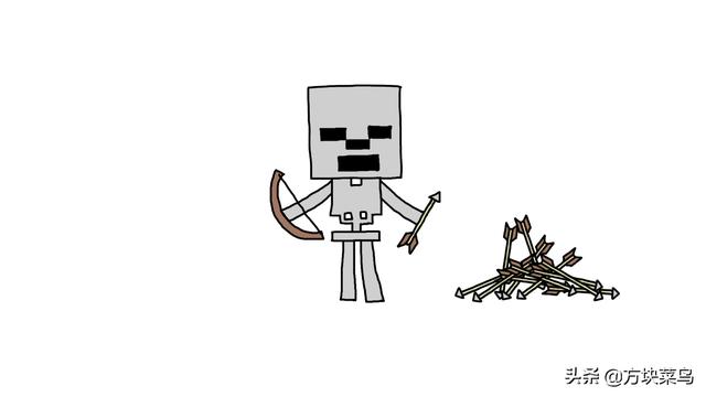 我的世界搞笑漫画:老王用另类方法收集骷髅小白的弓箭