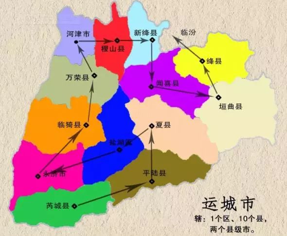 夏县→盐湖→永济→临沂,万荣→河津,稷山→新绛,闻喜→垣曲,绛县 5月