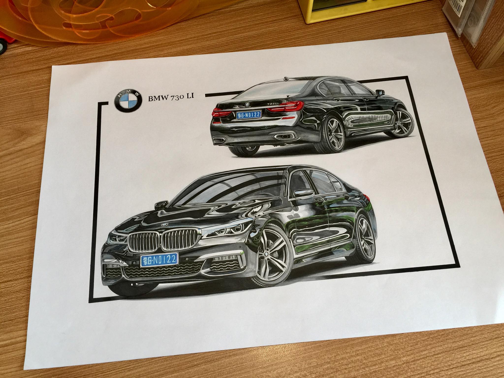 手绘bmw730lil(私人订制 只为创作属于您的精美画作) @宝马中国