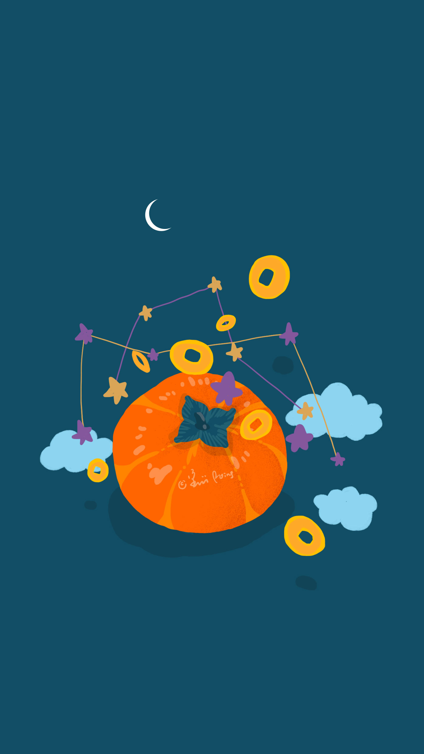 2019 新年可爱壁纸,猪柿大桔。作者@姜小姜p