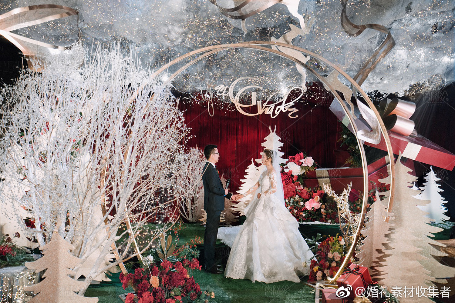 平安夜的一场圣诞风派对婚礼,简约的红白|婚礼|圣诞|平安夜_新浪网