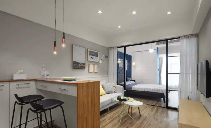 开间公寓的隔断设计,用好隔断变身一室一厅。