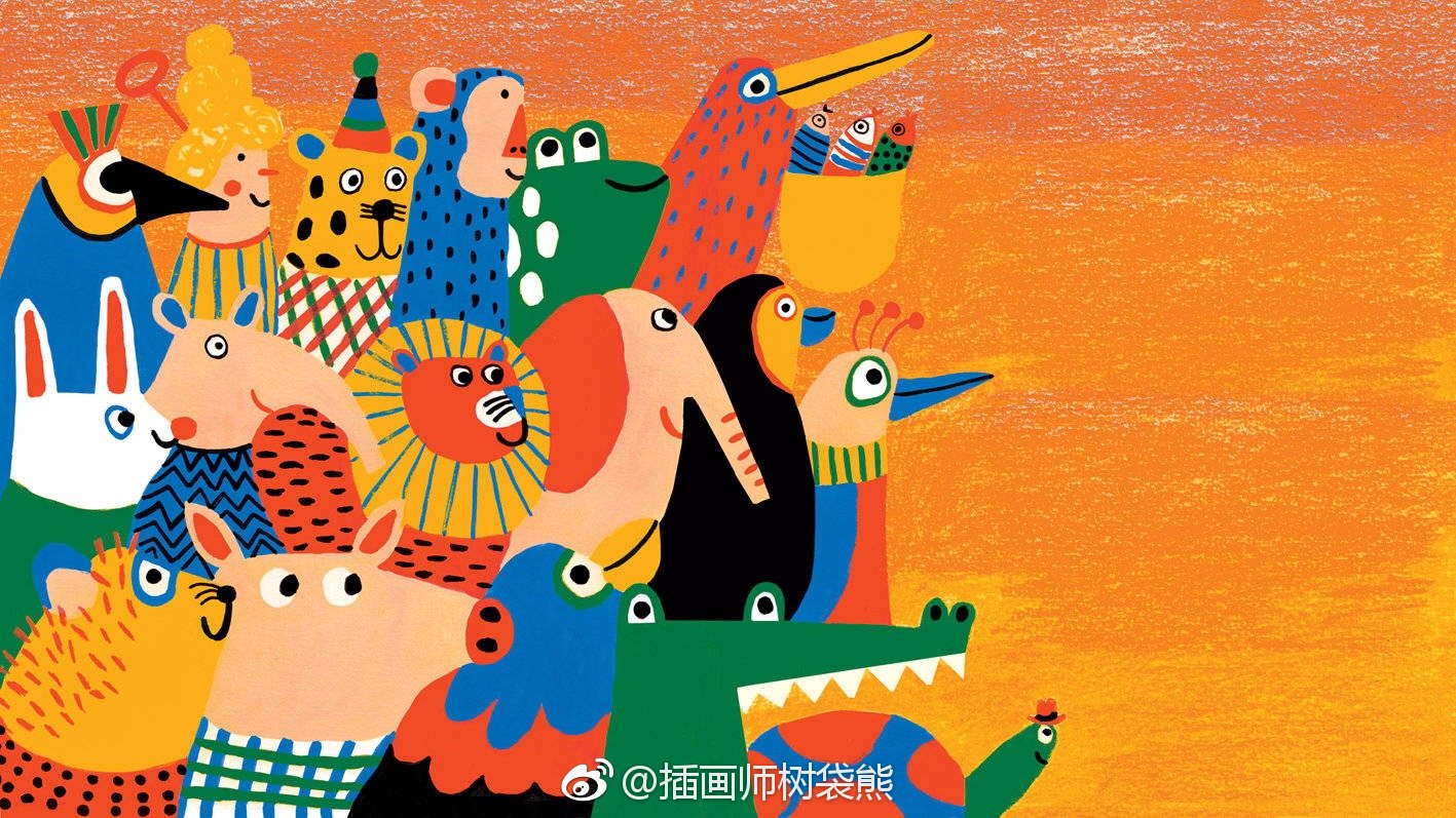 巴塞罗那插画师janaglatt动物们的聚会插画设计作品