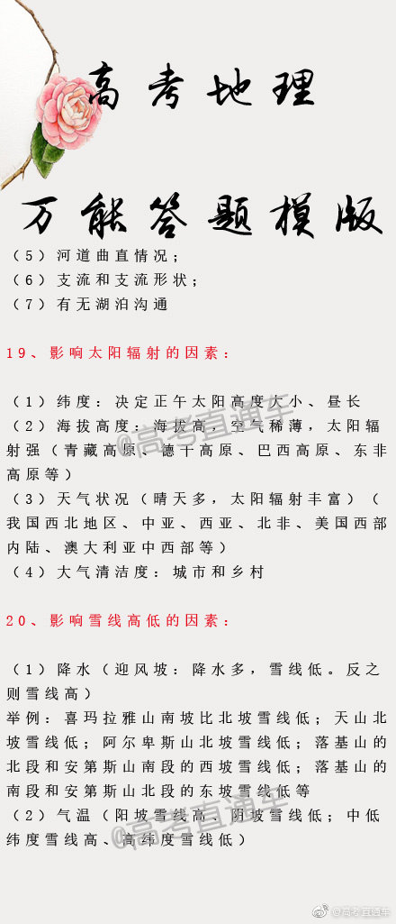 高中地理万能答题模版,考前必备