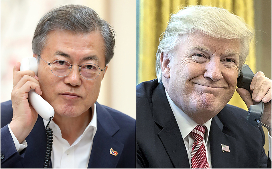 韩国总统文在寅、美国总统特朗普 视觉中国 资料图
