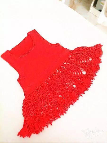 钩织结合女童夏季裙子，成品超漂亮，附图解与教程