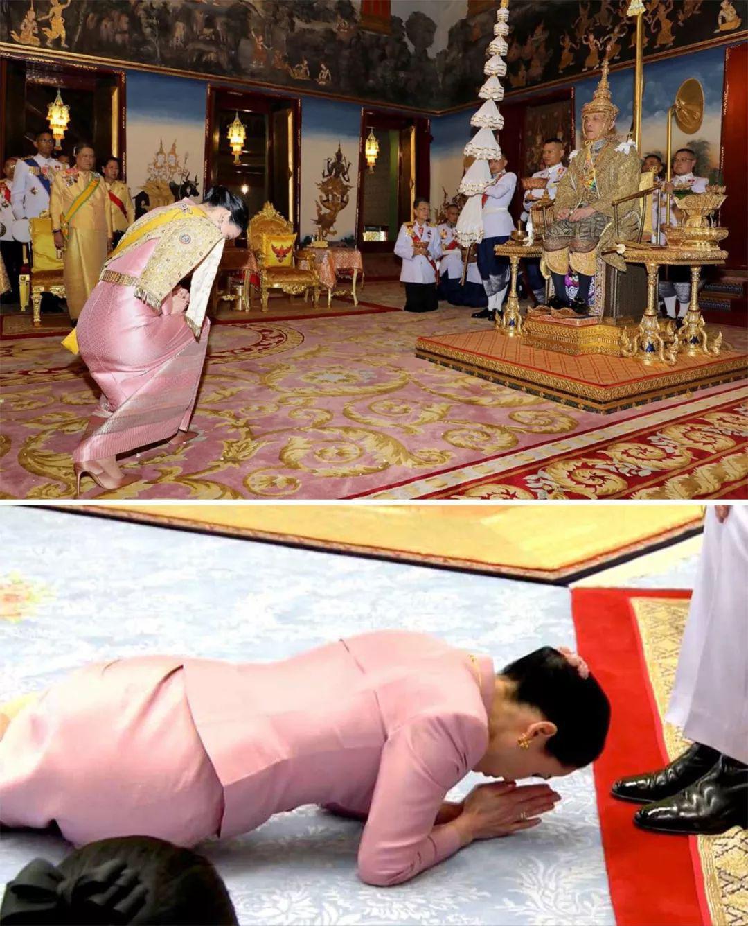 泰国新王后不仅跪老公,还对婆婆画像躺地上磕头,难怪被国王器重