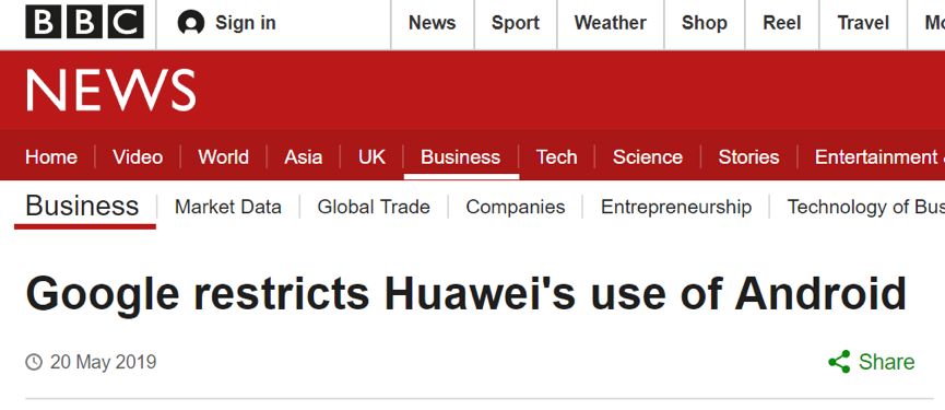 外媒称谷歌中止与华为部分业务,谷歌回应 外媒称谷歌中止与华为部分业务,谷歌回应