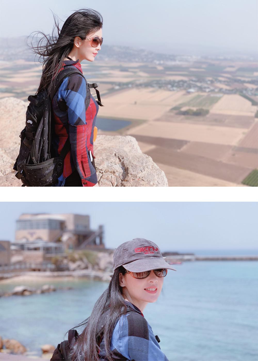 周慧敏穿格子衬衫去旅行，造型低调有活力，哪里像是年过半百的人