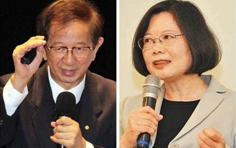 前“中研院长”李远哲(左)表示,曾多次与蔡英文谈解决空污及温室气体“两多”问题,蔡英文的回答让他失望。(图片来自台媒)