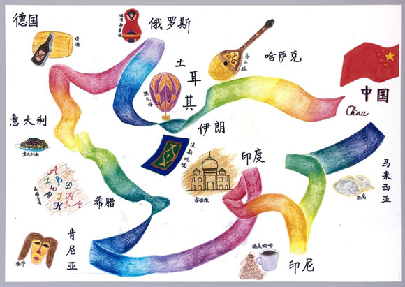 六一来啦小朋友用画笔描绘我眼中的一带一路