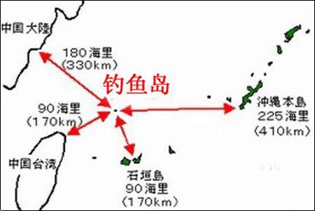钓鱼岛和石垣岛 图自网络