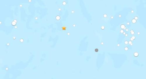 斐济群岛西部海域发生5.2级地震。(图片来源:美国地质勘探局网站截图)