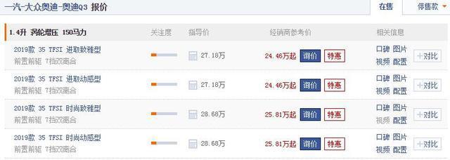 全新奥迪Q3优惠近3万 24万多的丐版都有哪些配置 值得买吗？