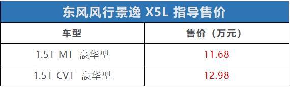 定位紧凑型SUV 东风风行全新景逸X5L正式上市售价11.68-12.98万