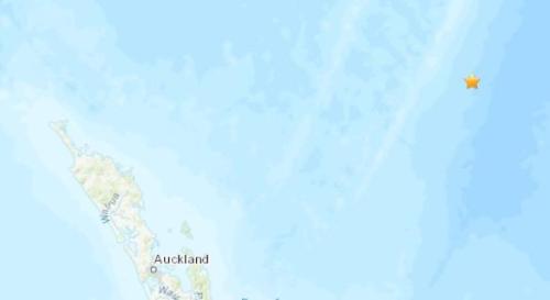 新西兰东北海域发生5.0级地震。(图片来源:美国地质勘探局网站截图)