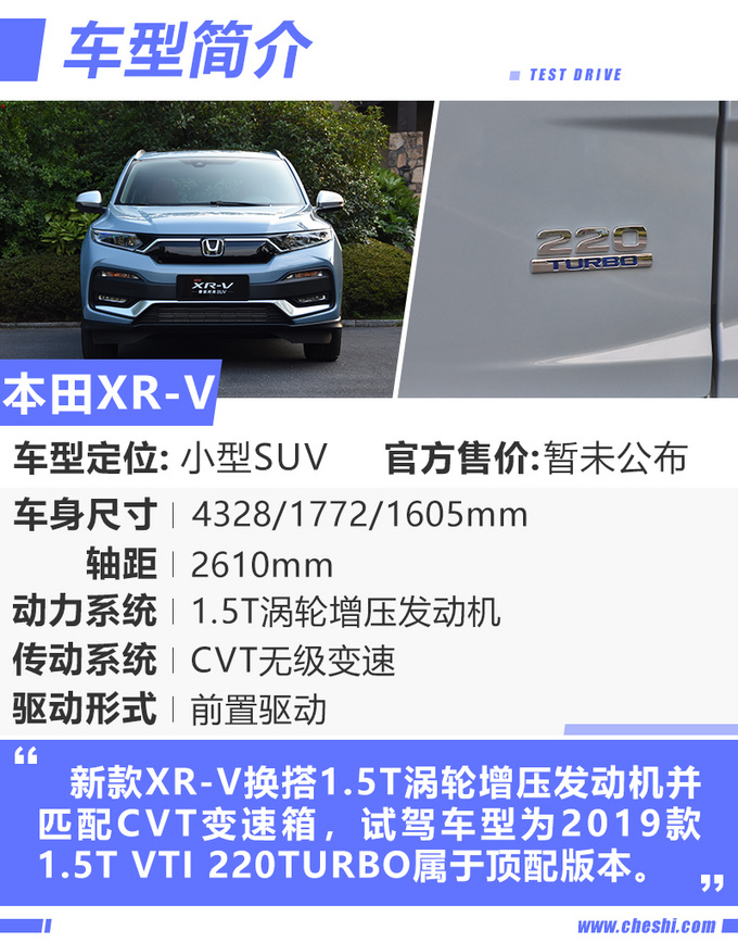 照搬缤智三大件 却更年轻更运动 试驾1.5T XR-V