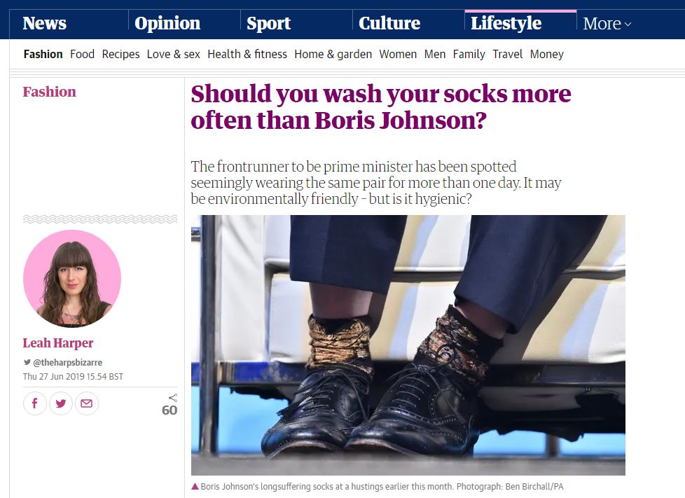 这个可能马上要当英国首相的男人 几天不换袜子？