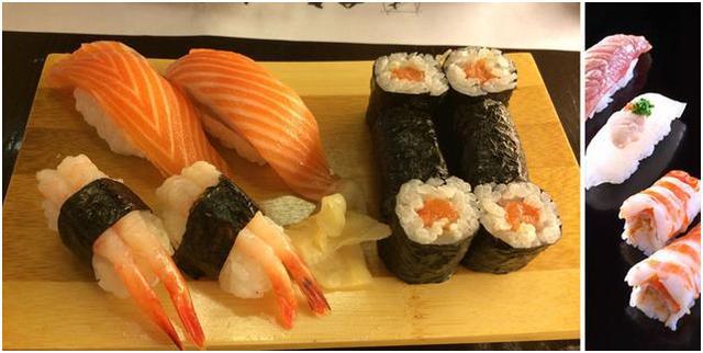 色拉或其它种类的酱料,再用火枪烤至半熟,酱料会均匀的分布在寿司表面