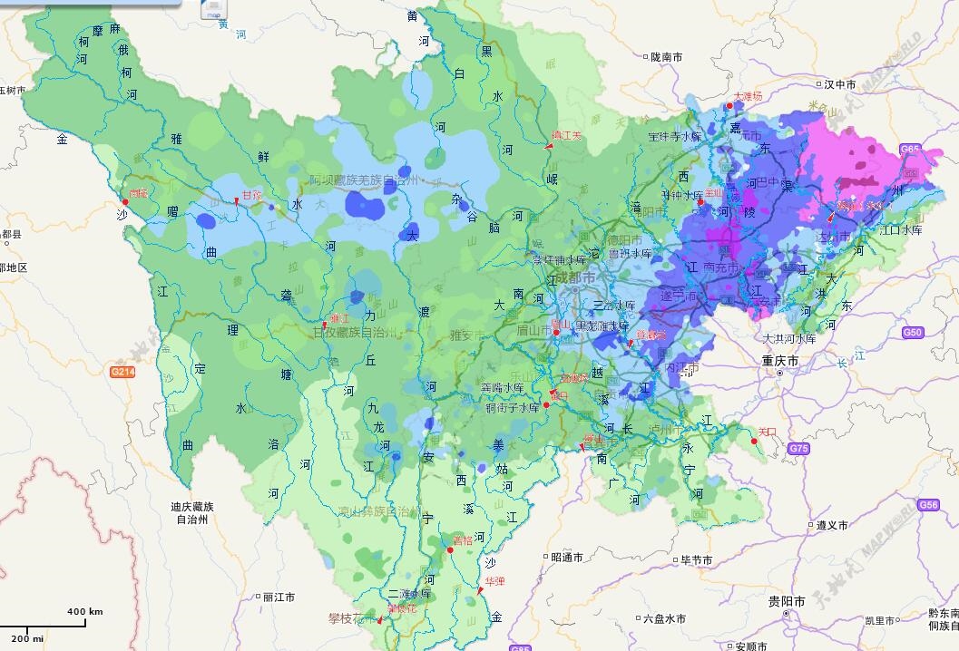 7月15日至18日全省降雨累计图