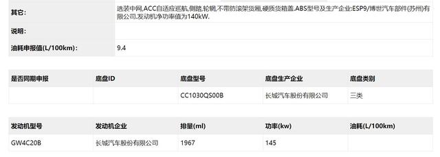 三款外观、两种动力、还有一个新车标，长城炮系列皮卡亮相工信部