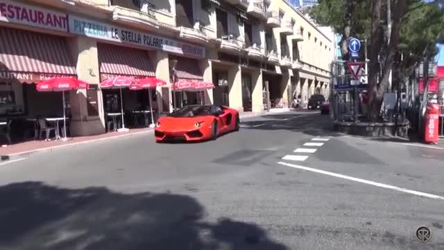 法拉利458和兰博基尼Aventador LP700-4比加速和喷火
