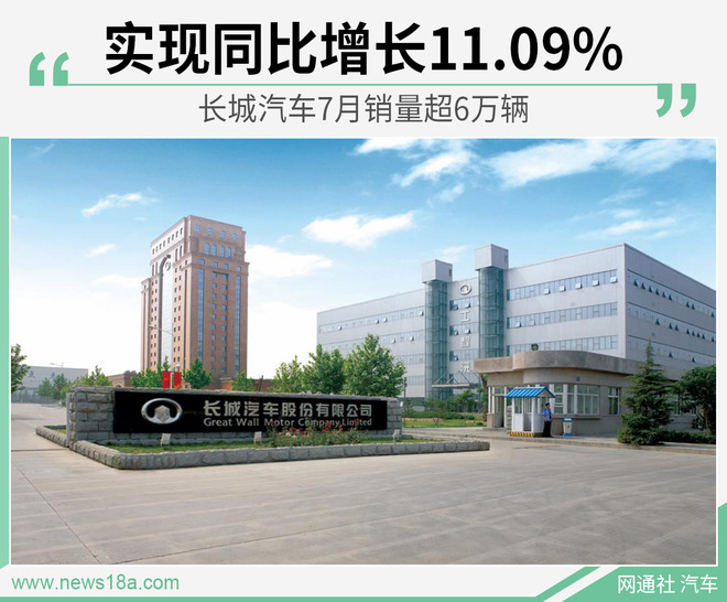 销量|长城汽车7月销量超6万辆 同比增长11.09%