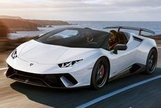 好看的汽车图片：敞篷兰博基尼白色蓝色