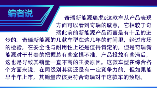 姗姗来迟的纯电SUV 奇瑞新能源瑞虎e到店实拍