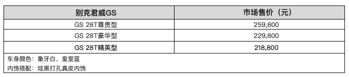 售价21.88万元，全新别克君威GS精英版上市