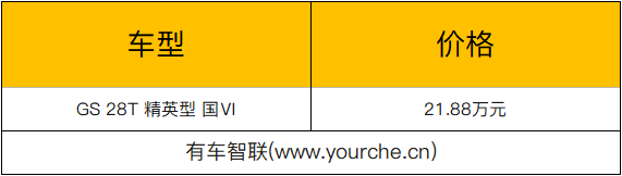 更入门的选择 君威GS增加精英型车型 售价21.88万元