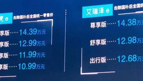 续航超400公里 售价10.99万起 瑞虎E、艾瑞泽E联袂上市
