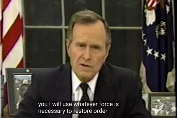 乔治·H·W·布什针对1992年洛杉矶暴乱发表电视讲话：我将使用任何必要的力量来恢复秩序（youtube）