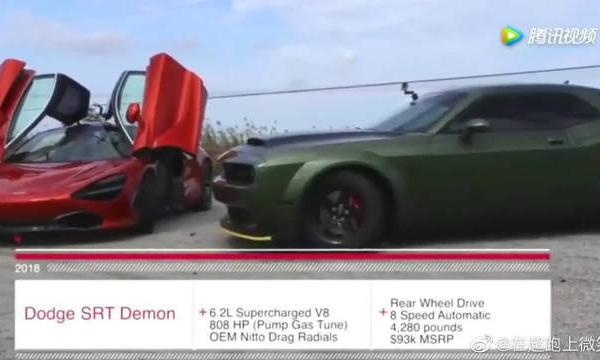 道奇恶魔PK迈凯伦720！谁才是王者？尾翼升起后就知道了！