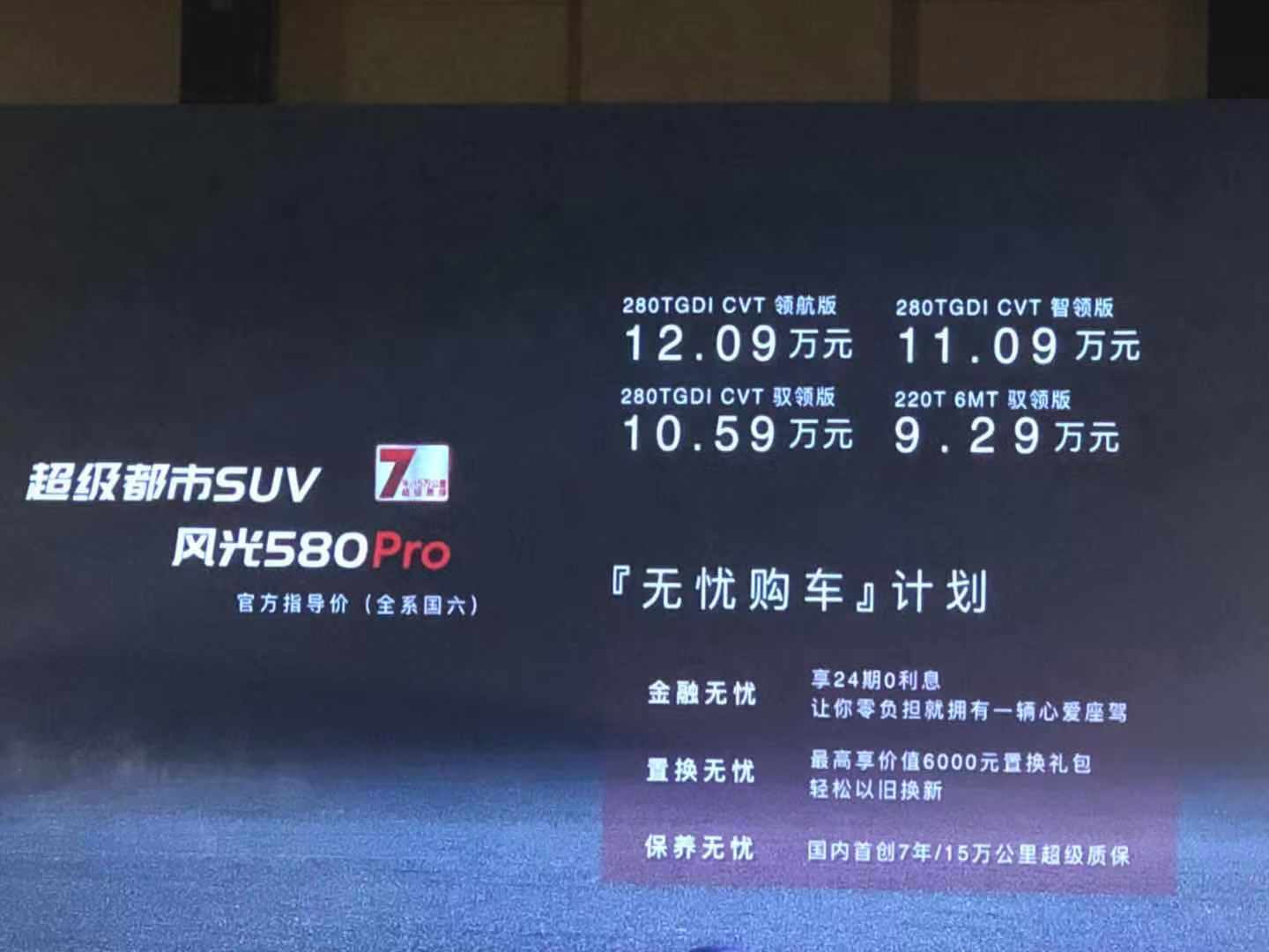 又一款重量级SUV 风光580Pro 抢滩东北