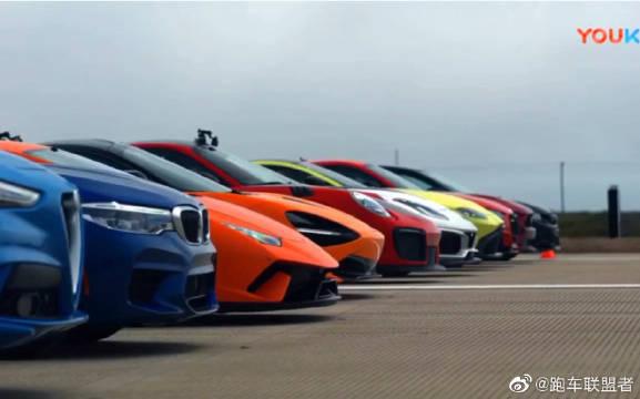 12台超跑和性能车在飞机跑道干起来了，思域也在