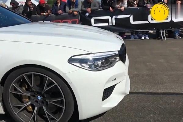 强悍BMW M5直线加速，k掉GTR和奥迪R8。