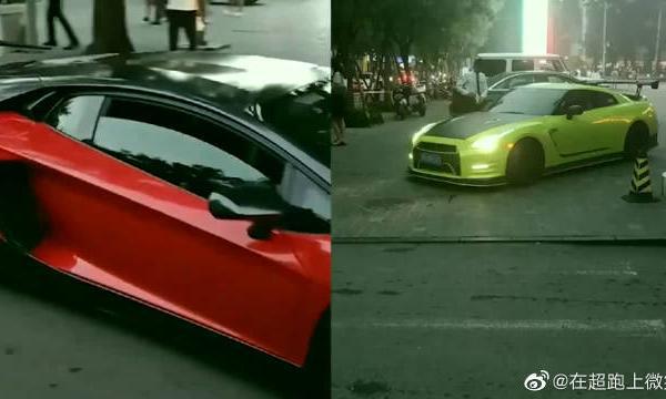 陆地超跑飞行器：兰博基尼大牛。车上的小姐姐也很漂亮呢。