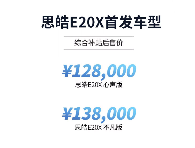 12.80万起，江淮大众思皓E20X上市，402km续航是最大亮点