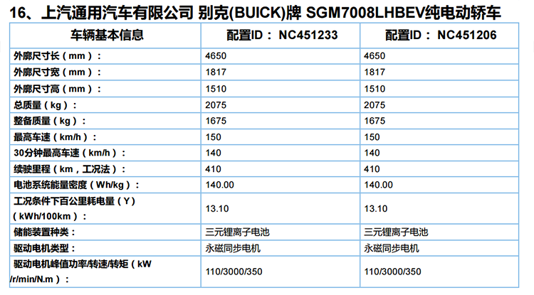 别克将推新款VELITE 6，NEDC工况续航提升至401km