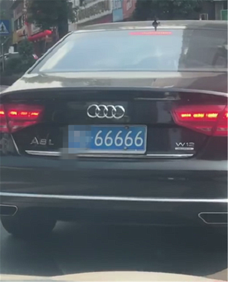 百万奥迪A8L现贵州,挂66666车牌,车牌价值不菲,尾标是W12