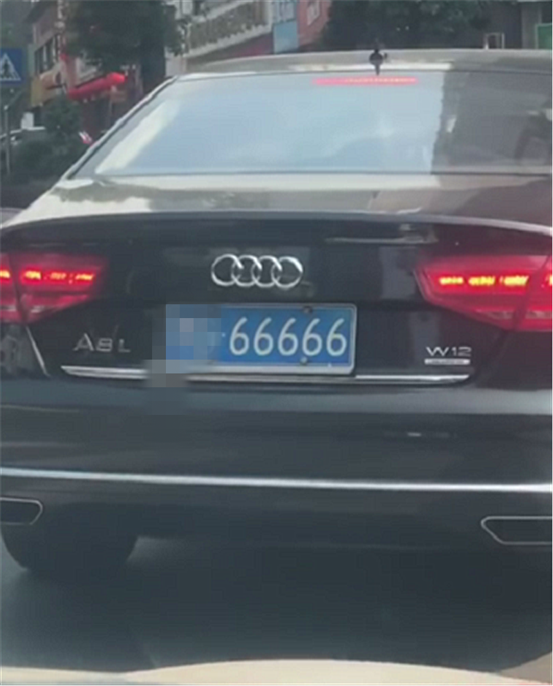 百万奥迪A8L现贵州，挂66666车牌，车牌价值不菲，尾标是W12